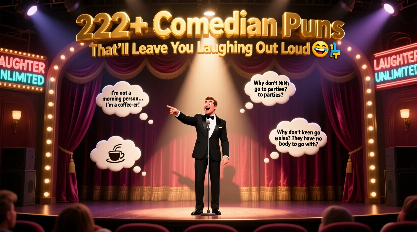 You are currently viewing 222+ Comedian Puns That’ll Leave You Laughing Out Loud 😂🎤